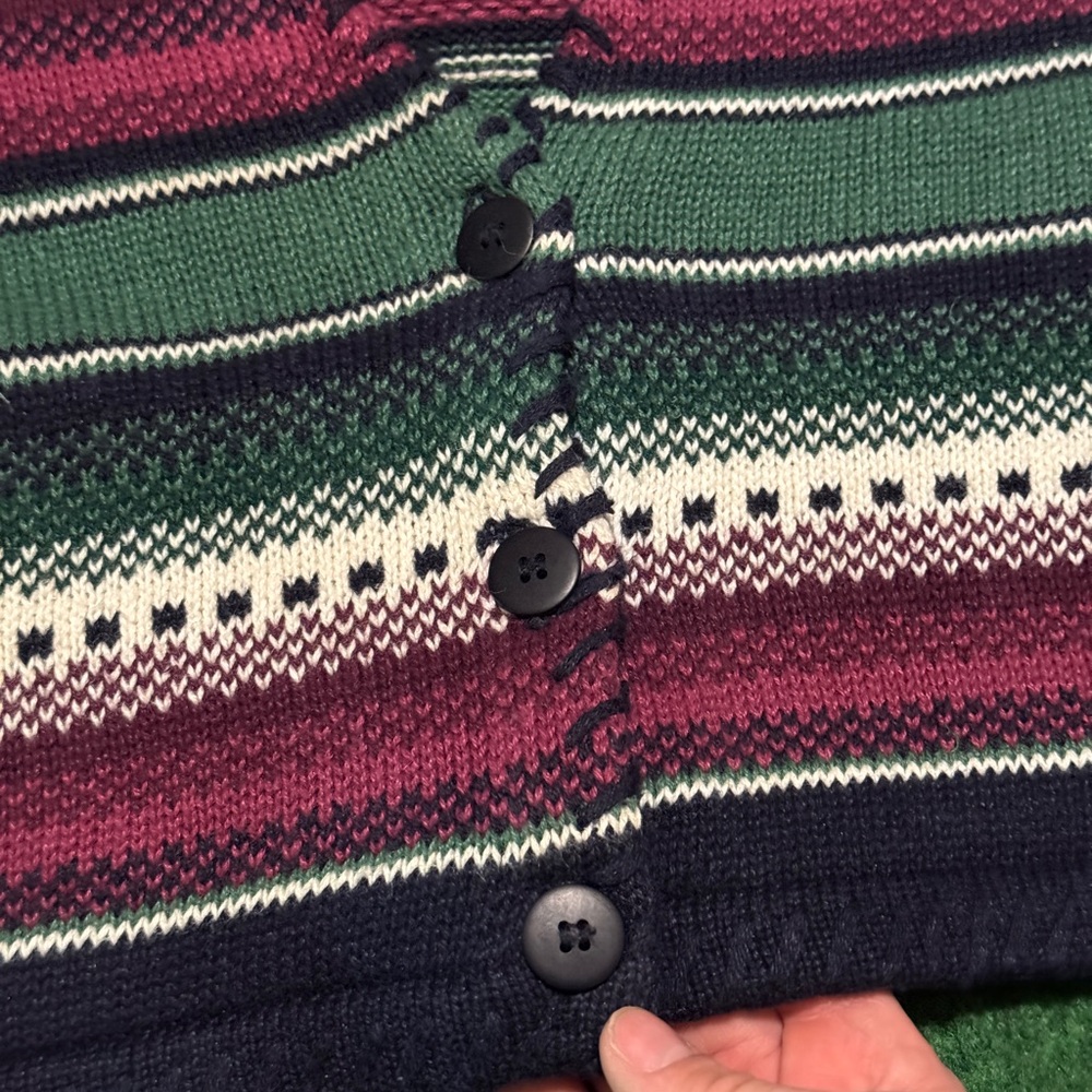 Southwestern Cardigan Paris Sport Vintage 90s Large 23x22 Cropped Boxy Sweater - Picture 4 of 8